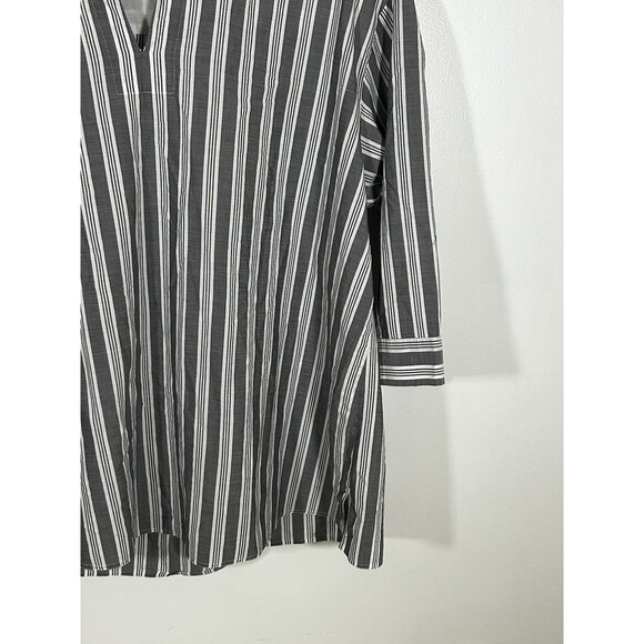 Max Mara Studio Top Striped Pullover V-Neck Gray White Pleated Back Size L? XL? - Picture 3 of 8